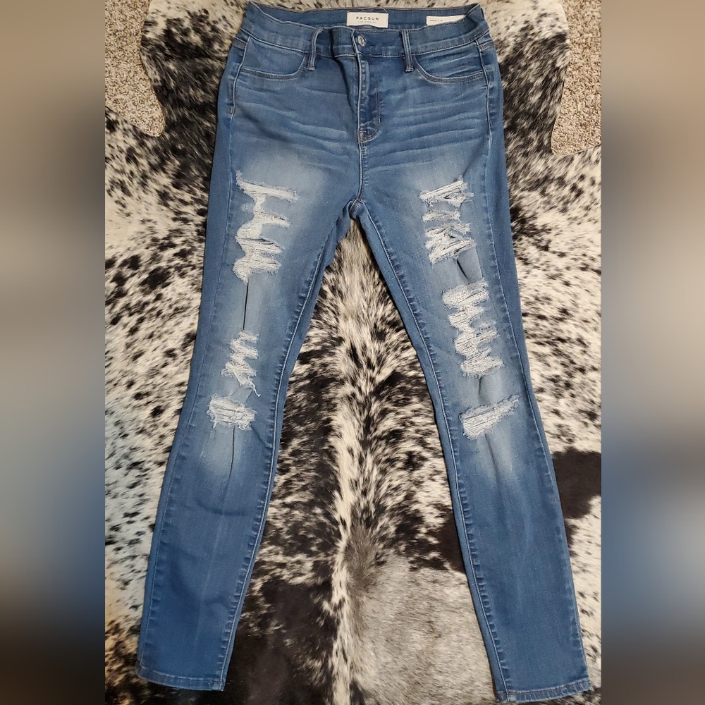 PacSun Light Blue Distressed Skinny Jeans